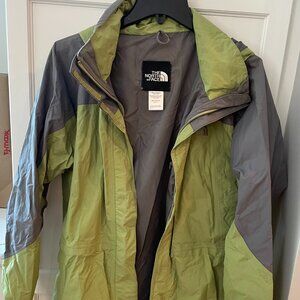 Green and grey winter coat